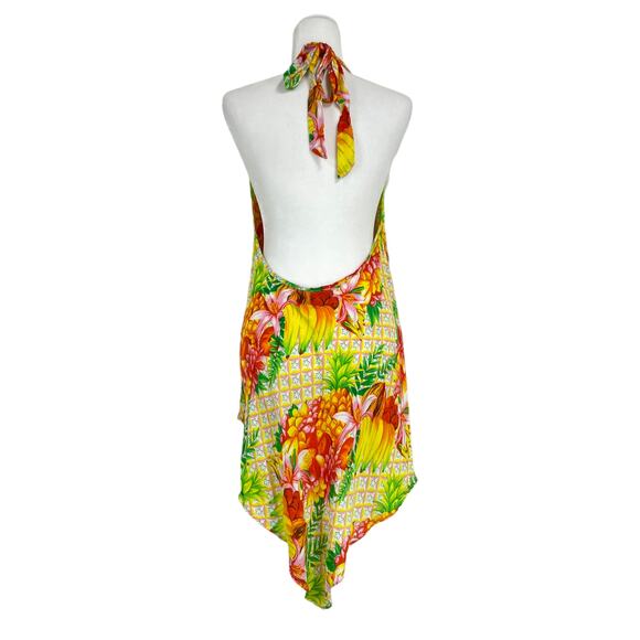 ASOS NWT High Neck Hanky Hem Brach Coverup Dress Tropical Print Size 10 NO BELT - Picture 5 of 9